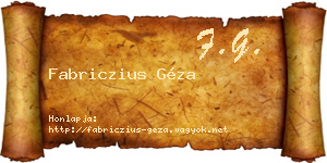 Fabriczius Géza névjegykártya