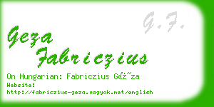 geza fabriczius business card